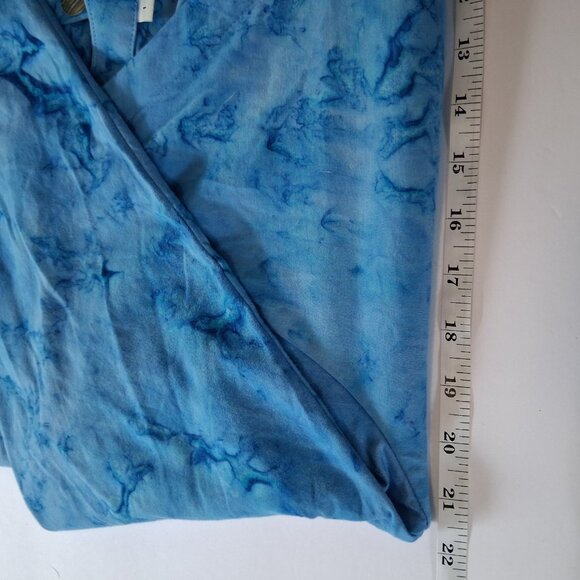 Womens Button Up Tie Dye Top Blue Sz M Mother of Pearl Buttons Art to Wear Artsy - Picture 12 of 12
